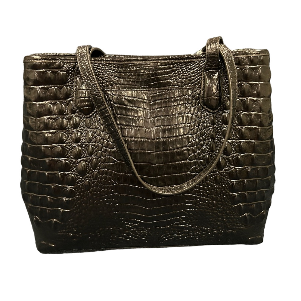 Brahmin Medium Julian Tote Black Bluewood Applique red blue green - Picture 10 of 16
